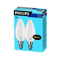 Bom Philips vela lisa cl.220x40 ** **caja 2 uds. (8711500026590)