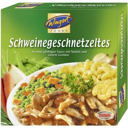 Wingert Foods Schweinegeschnetzeltes mit Nudeln und Gemüse in pfeffriger Sauce 480 g
