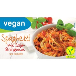 Spaghetti mit Soja-Bolognese und Tomaten