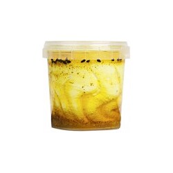 Monte Ziego Hofkäserei Ziegenfrischkäse in Olivenöl mit Curry-Honig (150g Becher)