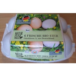 Naturgut 6 frische Bio-Eier, Güteklasse A, aus Deutschland