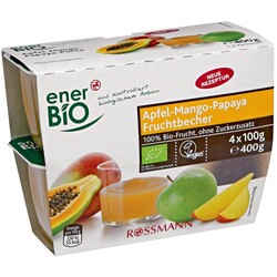 enerBiO Bio Apfel-Mango-Papaya-Fruchtbecher