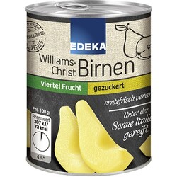 Edeka Williams Christ Birnen gezuckert viertel Frucht 225 g