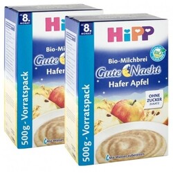 Hipp Bio Milchbrei Gute Nacht, Hafer-Apfel (2 x 500 g) von Hipp