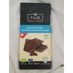 Aldi FAIR Schweizer Bio-Alpenmilchschokolade  37% Kakao