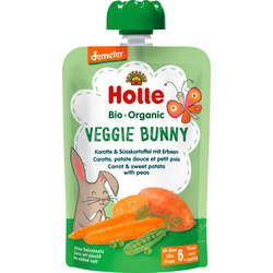 Holle baby food Quetschbeutel Veggie Bunny, Karotte, Süsskartoffel mit Erbsen ab 6 Monaten