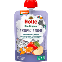 Holle baby food Quetschbeutel Tropic Tiger, Apfel mit Mango & Maracuja ab 8 Monaten