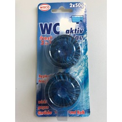 Weco WC-fresh aktiv blau, 3 in 1 Wirkung, 1 Packung = 2 x 50 g