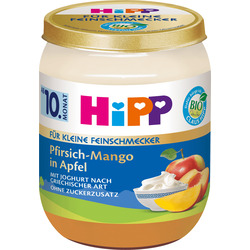 Hipp Frucht & Joghurt Für kleine Feinschmecker Pfirsich-Mango in Apfel mit Joghurt nach griechischer Art ab 10. Monat