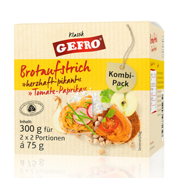 GEFRO Klassik Brotaufstrich Kombipackung (=2x75g Herzhaft-Pikant + 2x75g Tomate-Paprika) 300g