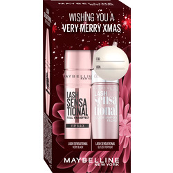 Maybelline New York Geschenkset Mascara Lash Sensational Very Black + Gratis Glitter Top Coat