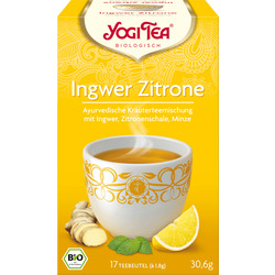 YOGI TEA Ayurvedische Kräuterteemischung, Ingwer Zitrone, mit Ingwer, Zitronenschale & Minze (17 x 1,8 g)