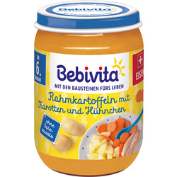 Bebivita Babymenü Rahmkartoffeln mit Karotten und Hühnchen ab 6. Monat