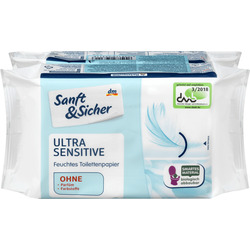 Sanft&Sicher Feuchtes Toilettenpapier Ultra Sensitiv Doppelpack 2x50 St