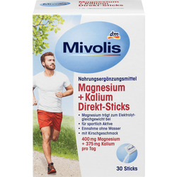 Mivolis Magnesium + Kalium Direkt-Sticks, 30 St.
