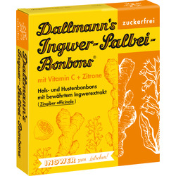 Dallmann's Ingwer-Salbei-Bonbons mit Vitamin C & Zitrone (20 Stück), zuckerfrei