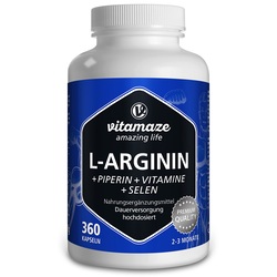 Vitamaze L-Arginin 750mg hochdosiert + Piperin + Vitamine + Selen