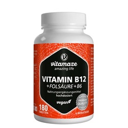 Vitamaze Vitamin B12 1.000 μg hochdos. + Folsäure + B6 + B9 Vegan
