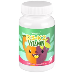 BjökoVit Vitamin D3 + K2-Tabletten Kids mit Pfirsich-Maracuja-Geschmack Vegan & Halal
