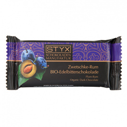 STYx Schokoladenmanufaktur BIO-Edelbitterschokolade gefüllt mit Zwetschke-Rum-Ganache 70g