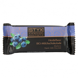 STYX Schokoladenmanufaktur BIO-Milchschokolade gefüllt mit 70% Heidelbeer-Ganache 70g