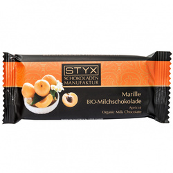 STYX Schokoladenmanufaktur BIO-Milchschokolade gefüllt mit Marillenbrand-Ganache 70g