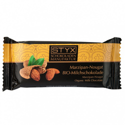 STYX Schokoladenmanufaktur BIO-Milchschokolade gefüllt mit Marzipan-Nougat-Ganache 70g