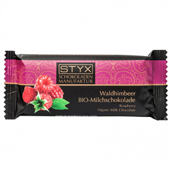 STYX Schokoladenmanufaktur BIO-Milchschokolade gefüllt mit Waldhimbeer-Ganache 70g